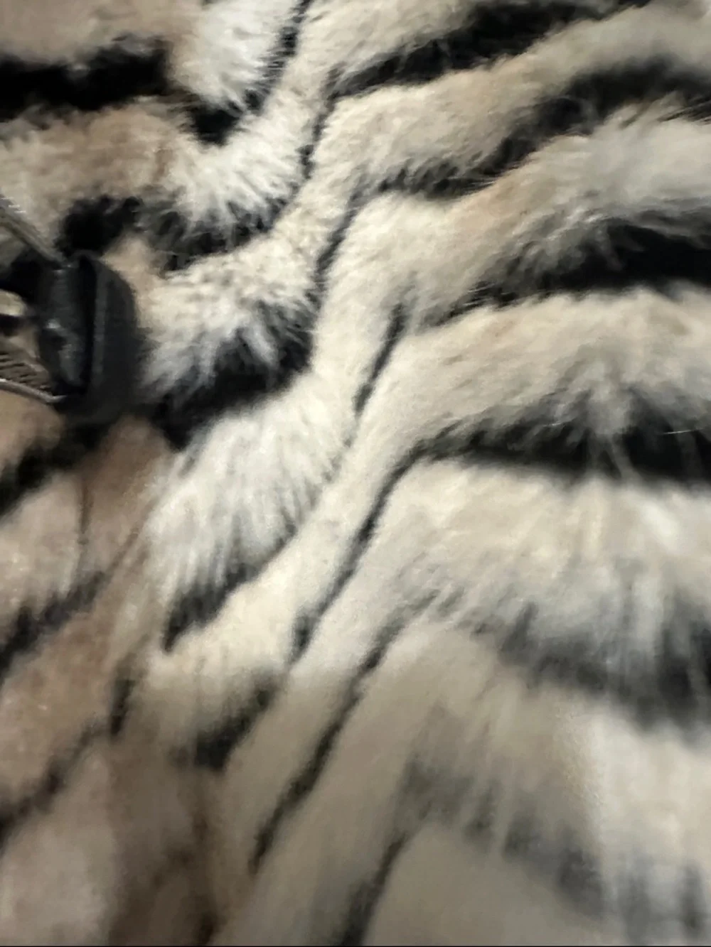 Azalea Wang Striped Faux Fur Cropped Jacket - Black White & Beige XL - Picture 2 of 4